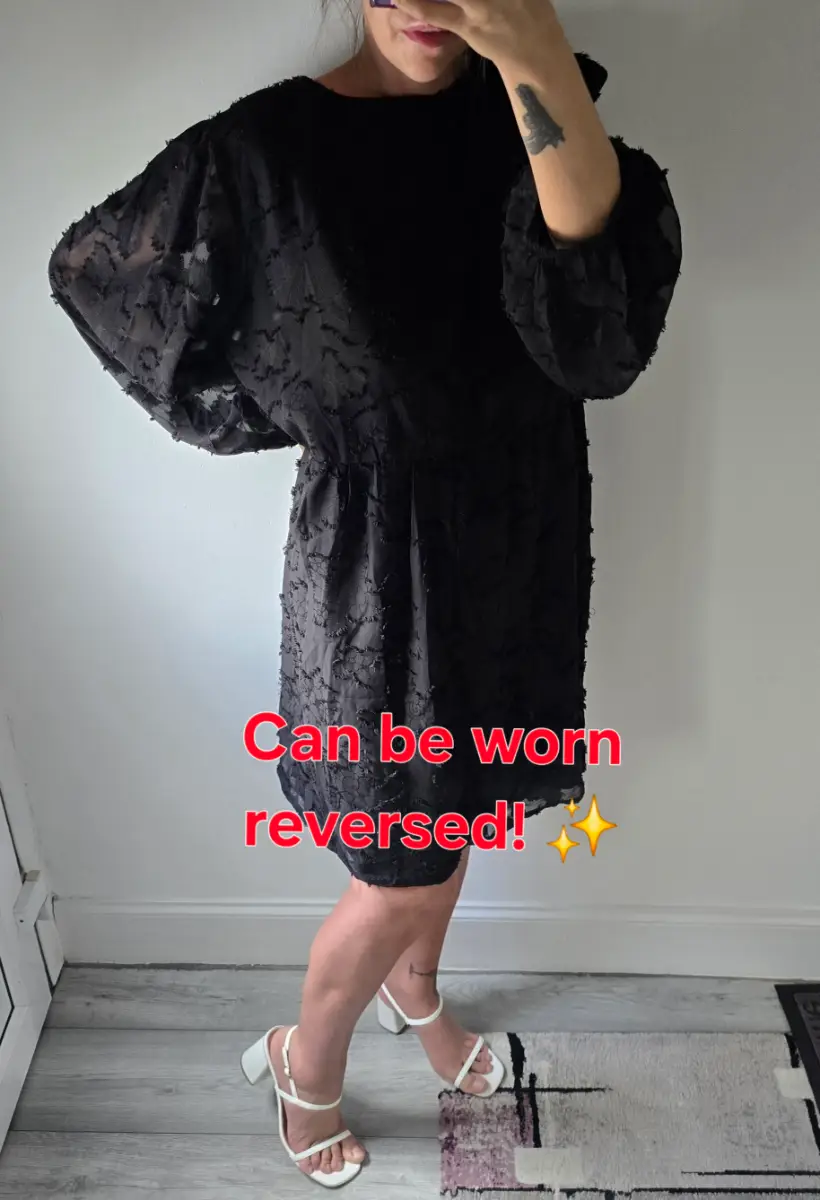 BNWT Boohoo Black Burn Out Smock Dress Size 18