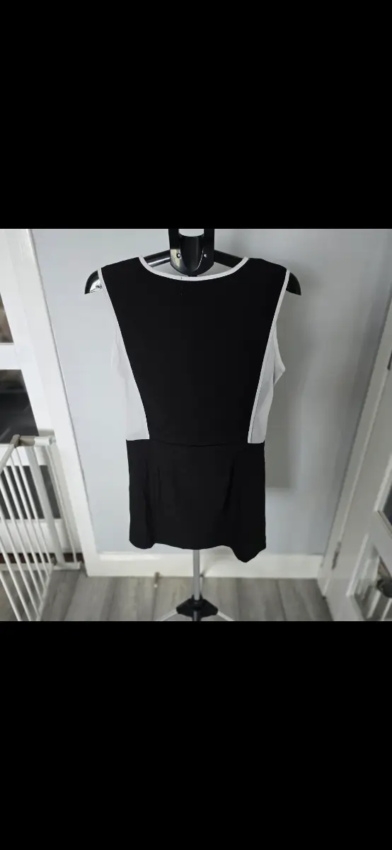Paracher Monochrome Contrast Trim Sleeveless Shift Dress Size M