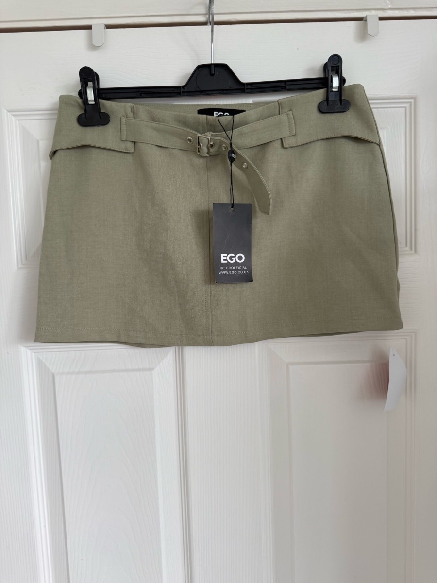 EGO green skinny belt detail y2k style mini skirt BNWT