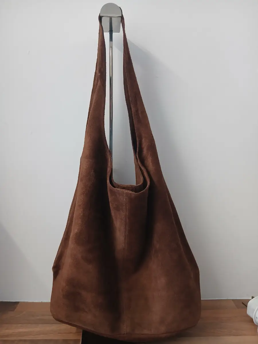 brown suede hobo slouch bag