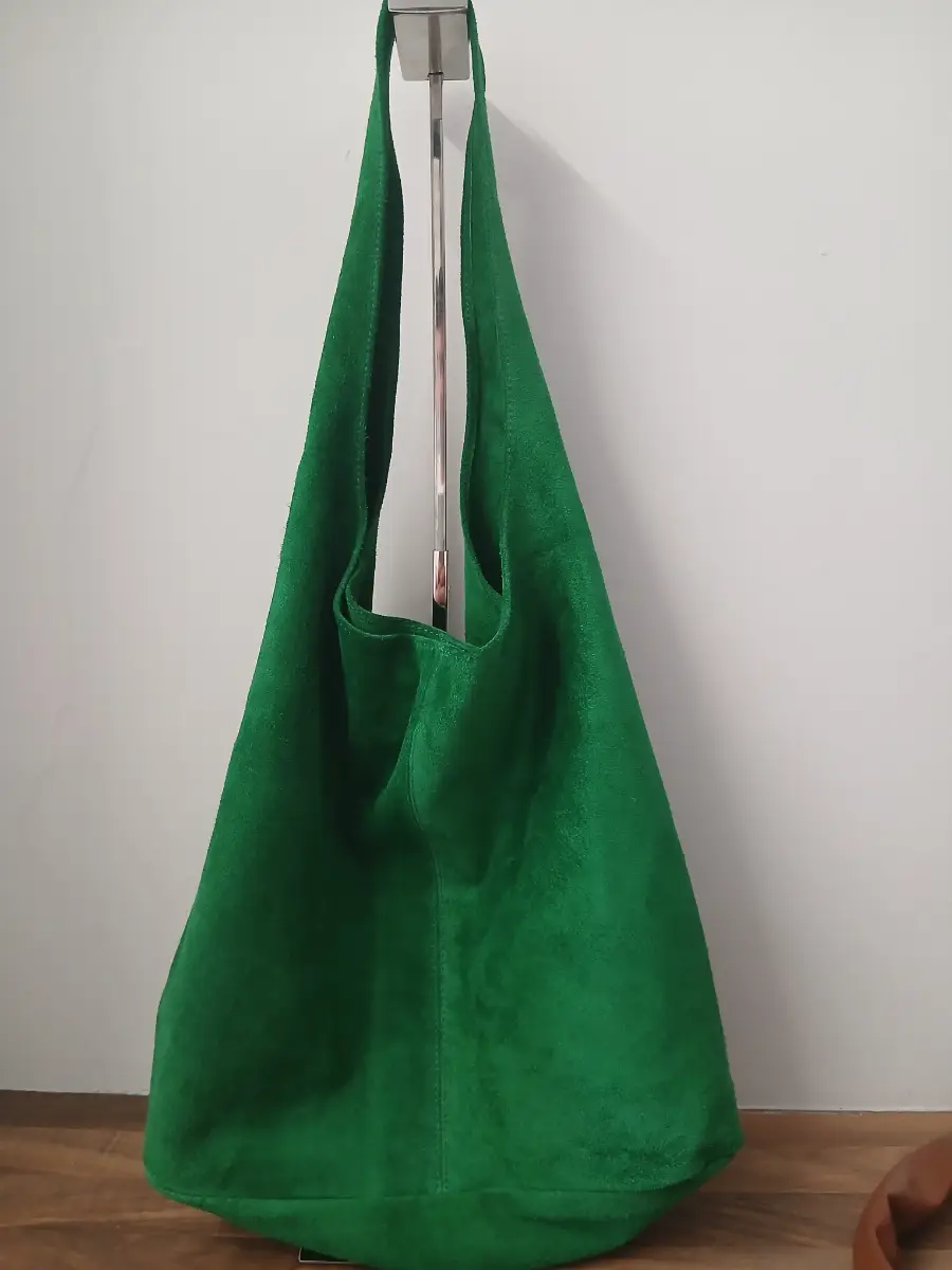green suede hobo slouch bag