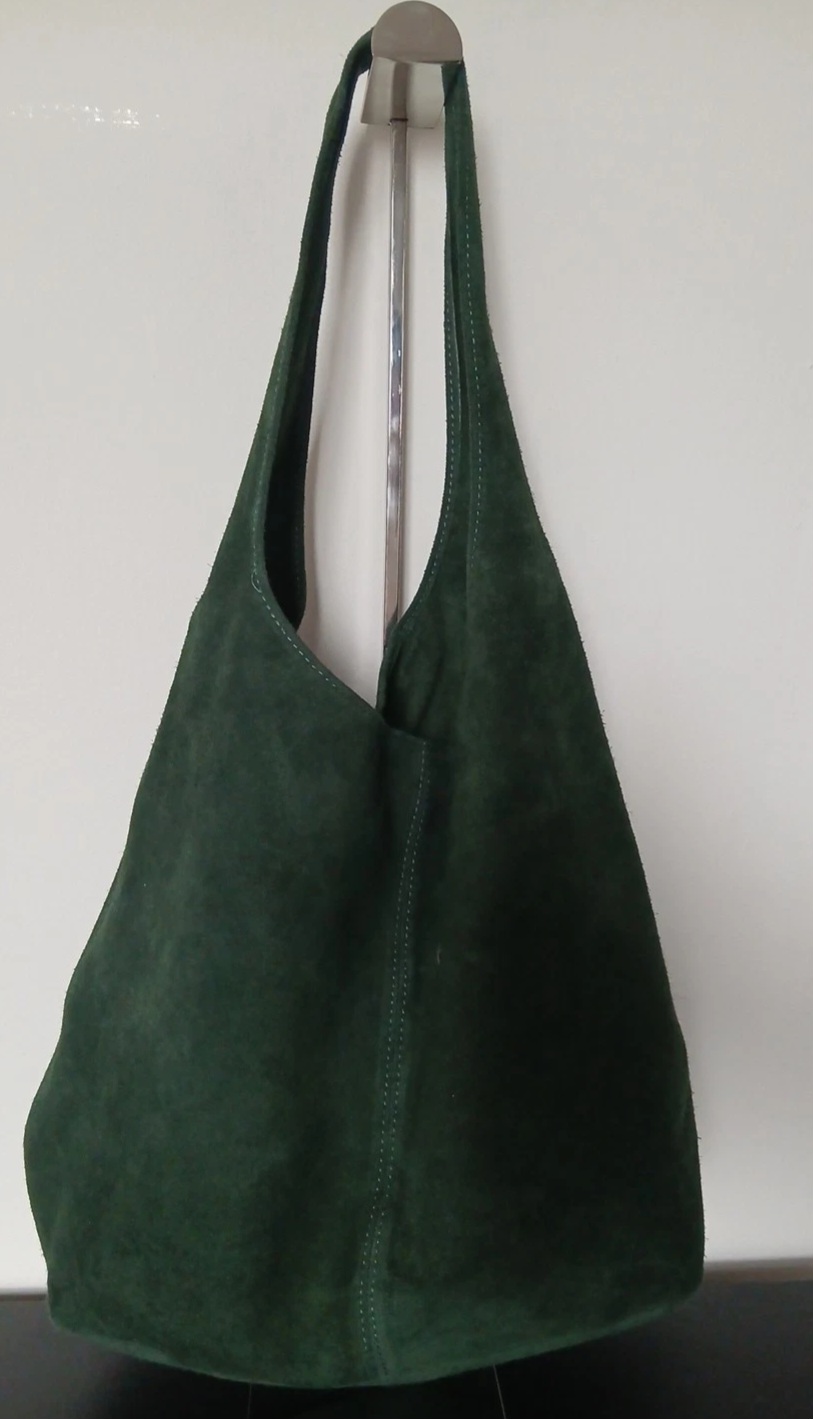 Green Borse in pelle suede hobo slouch bag