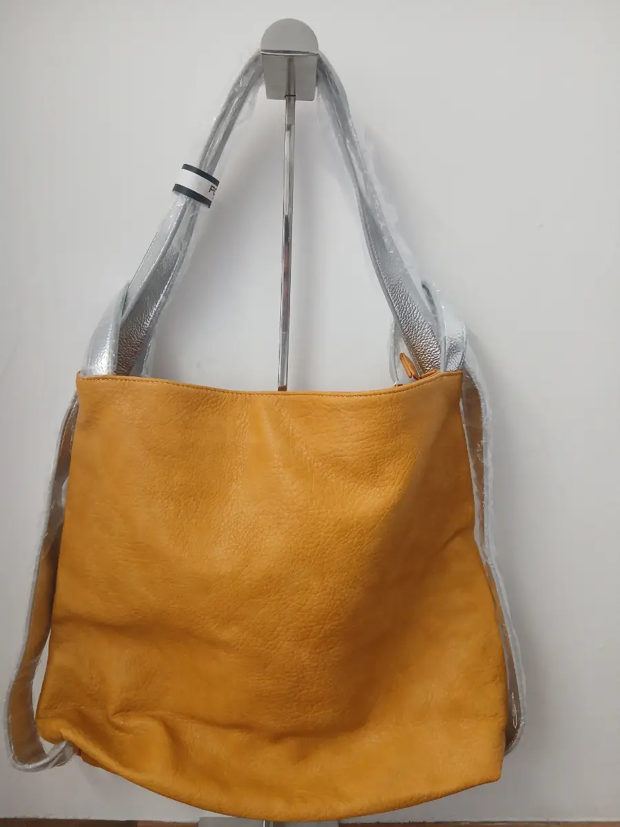 Mustard and silver convertible vegan bag