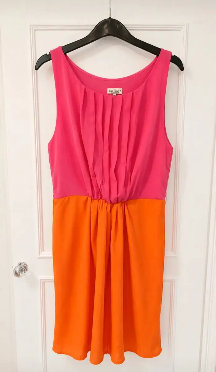 Te Amo Pink & Orange Colour Block Mini Dress Size XS/S | Summer Party Mini Dress