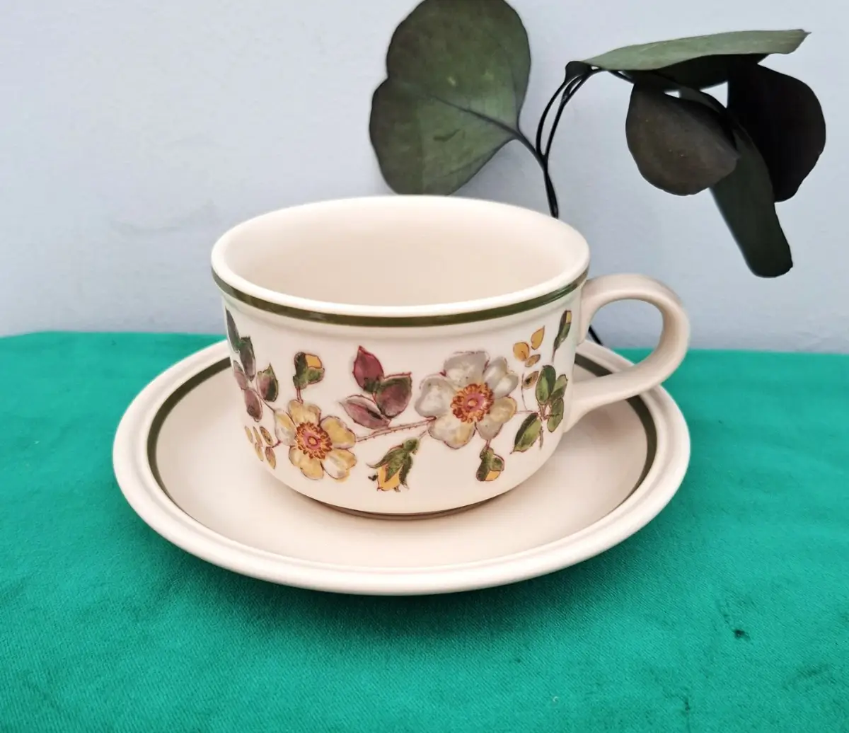 M&S Retro Cup & Saucer My Last Set Autumn Leaves Design Tableware