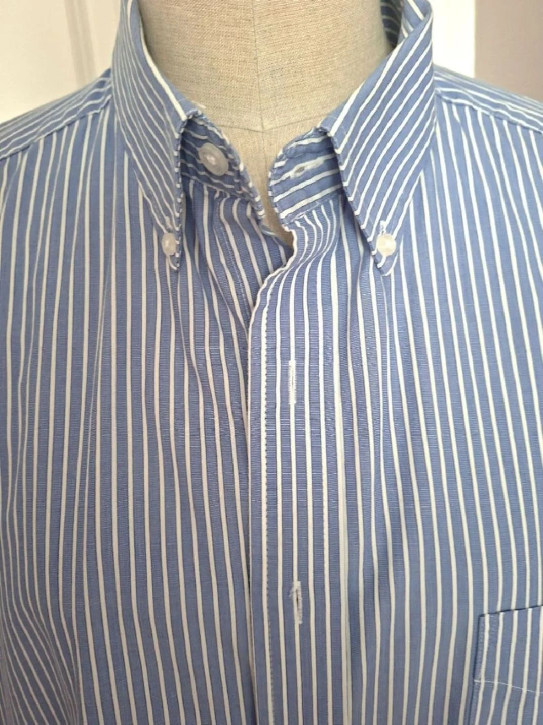 Club Room Long Sleeved Blue Shirt Size 17.5" Collar Cotton Smart or Casual