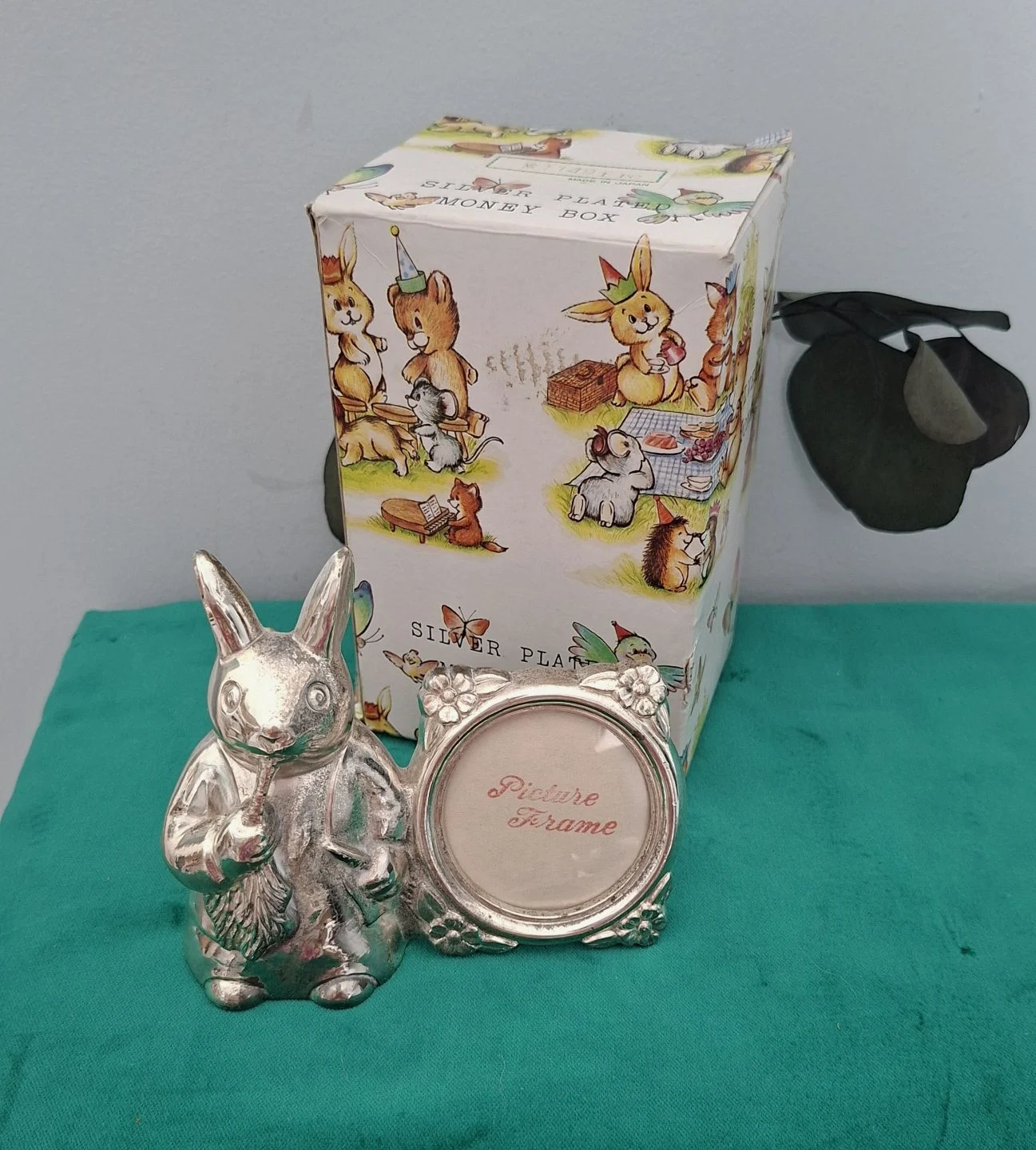Cute Silver Plated Peter Rabbit Photo Frame & Money Box With Original Box