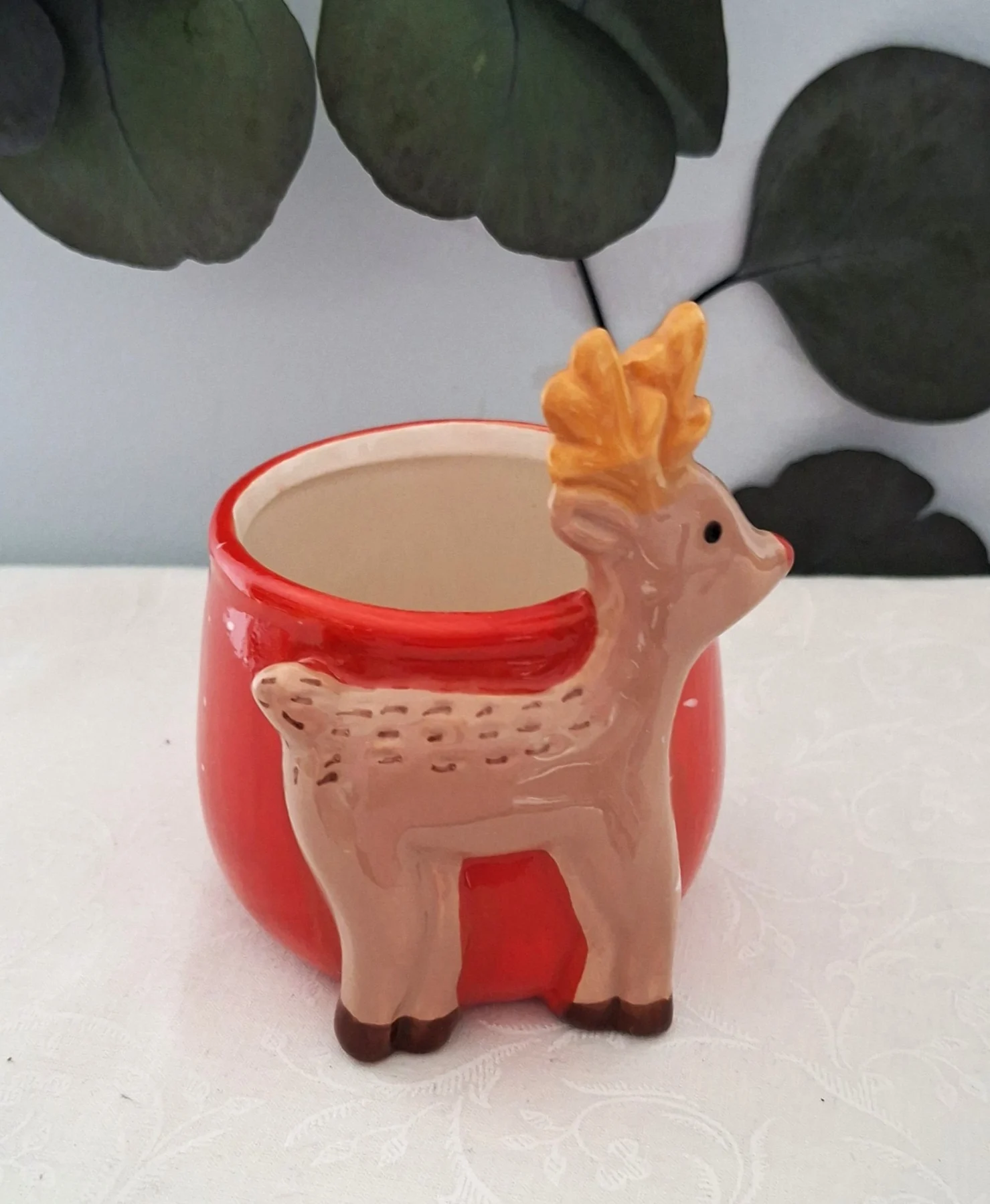 Cute Reindeer Pot Perfect for Sweets or Nuts at Christmas Time & Would Make a Great Gift