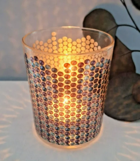Pretty Candle Holder Blue/Purple Glass Jar by Space NK Please Note the Jar is Empty