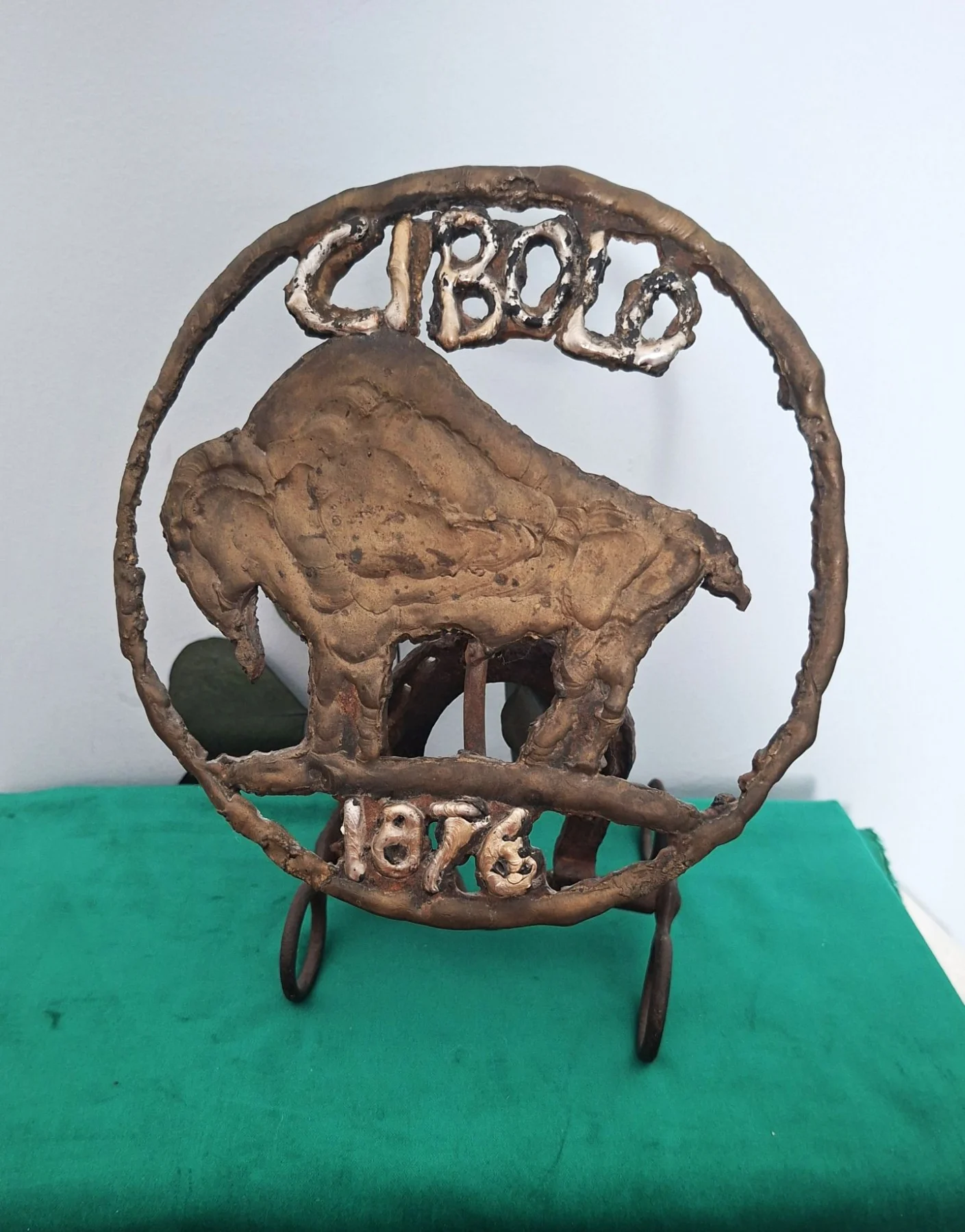 Unique Rustic Metal Sculpture Buffalo Handmade Western Buffalo Decor OOAK