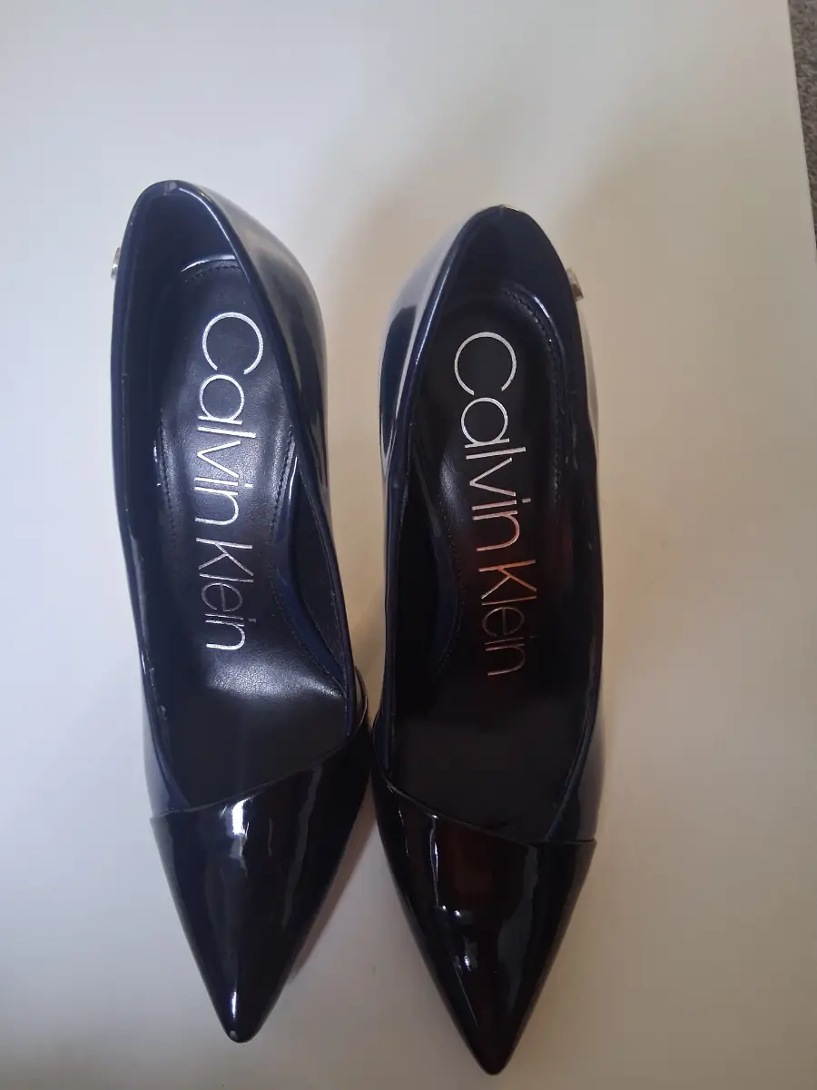Calvin Klein Wedge Heels Navy Blue & Black Patent — Size UK 5