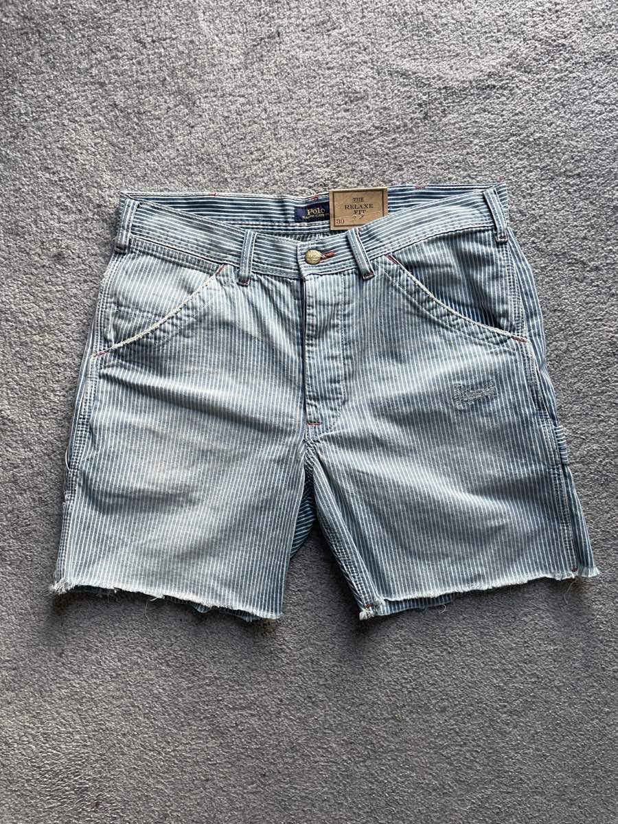 Ralph Lauren Indigo Striped Denim Carpenter Shorts - Size W/30
