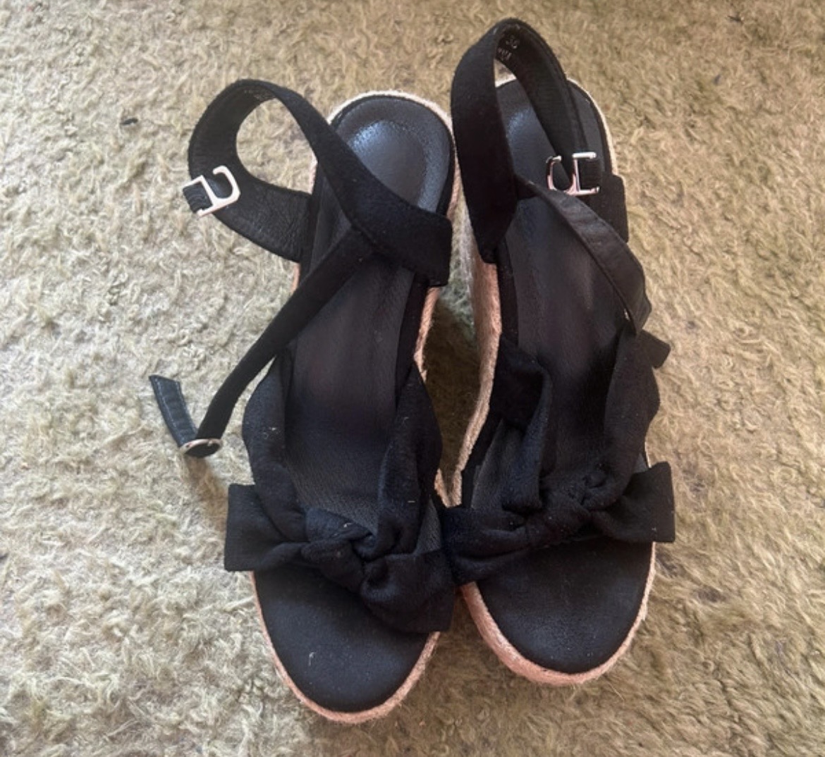 Black wedge sandals