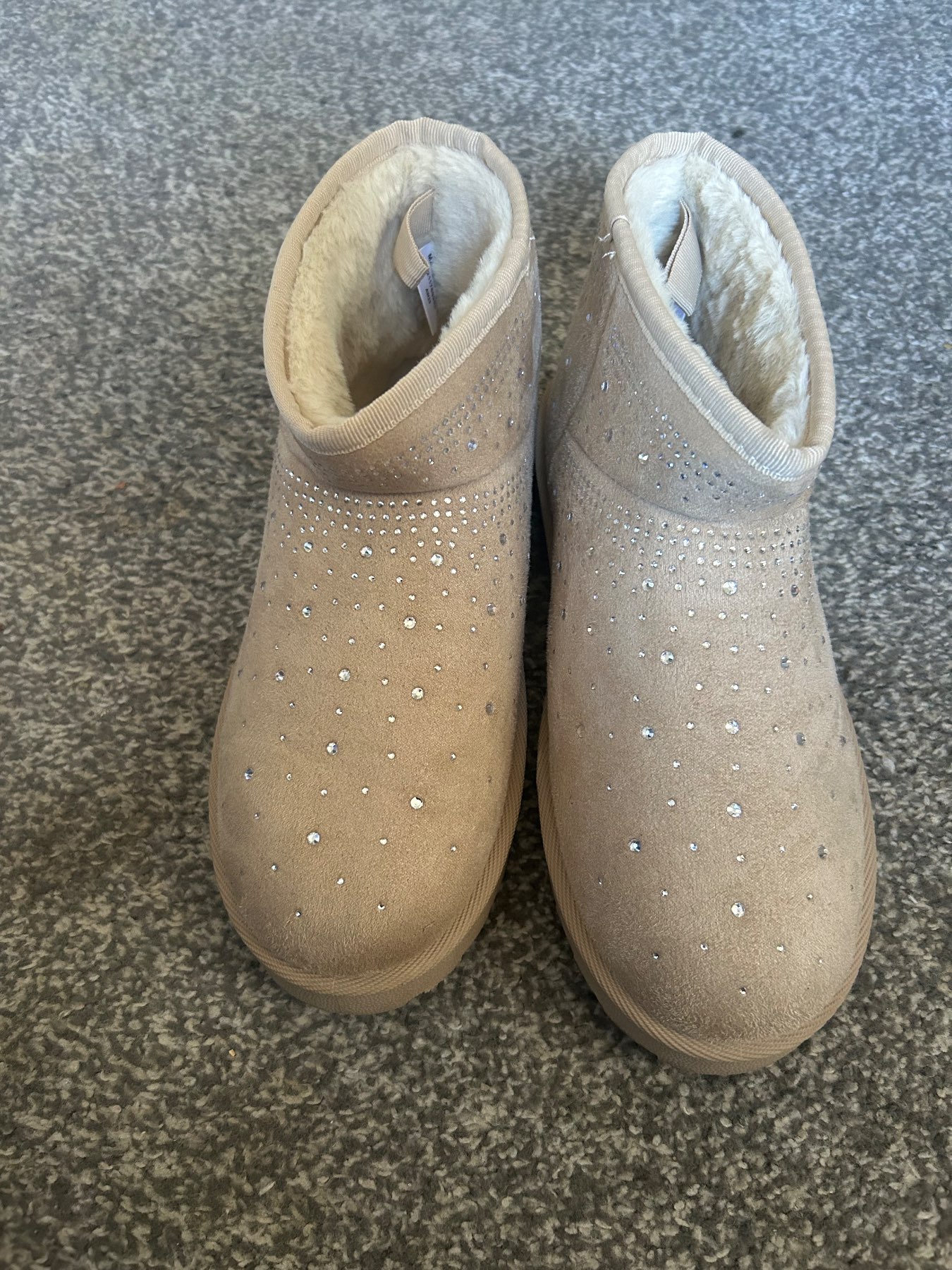 Beige slipper boots