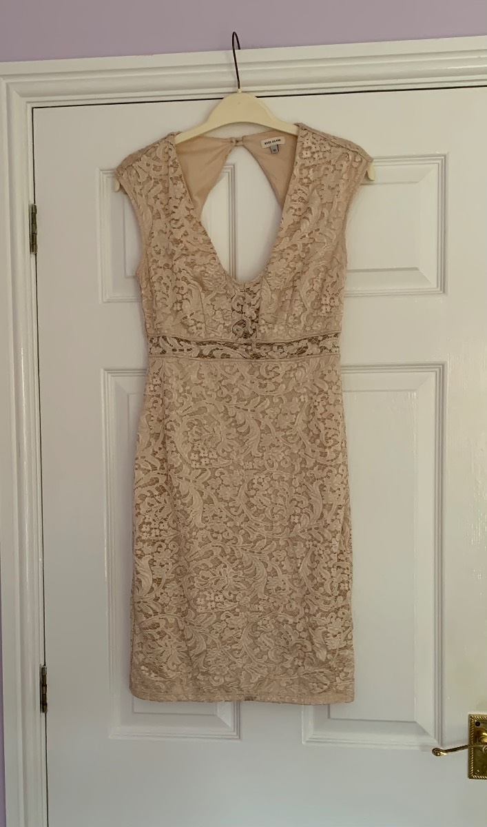 River Island Pinky Beige Short Lacy Dress - Size 10