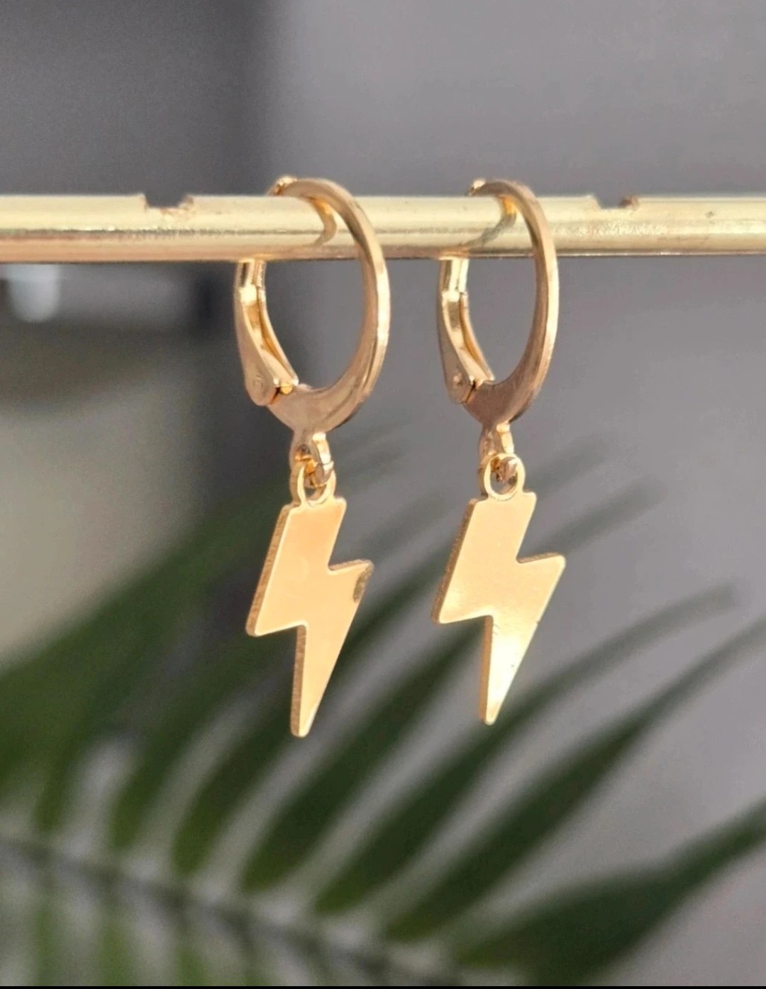Stunning little gold lightening bolt huggie hoops