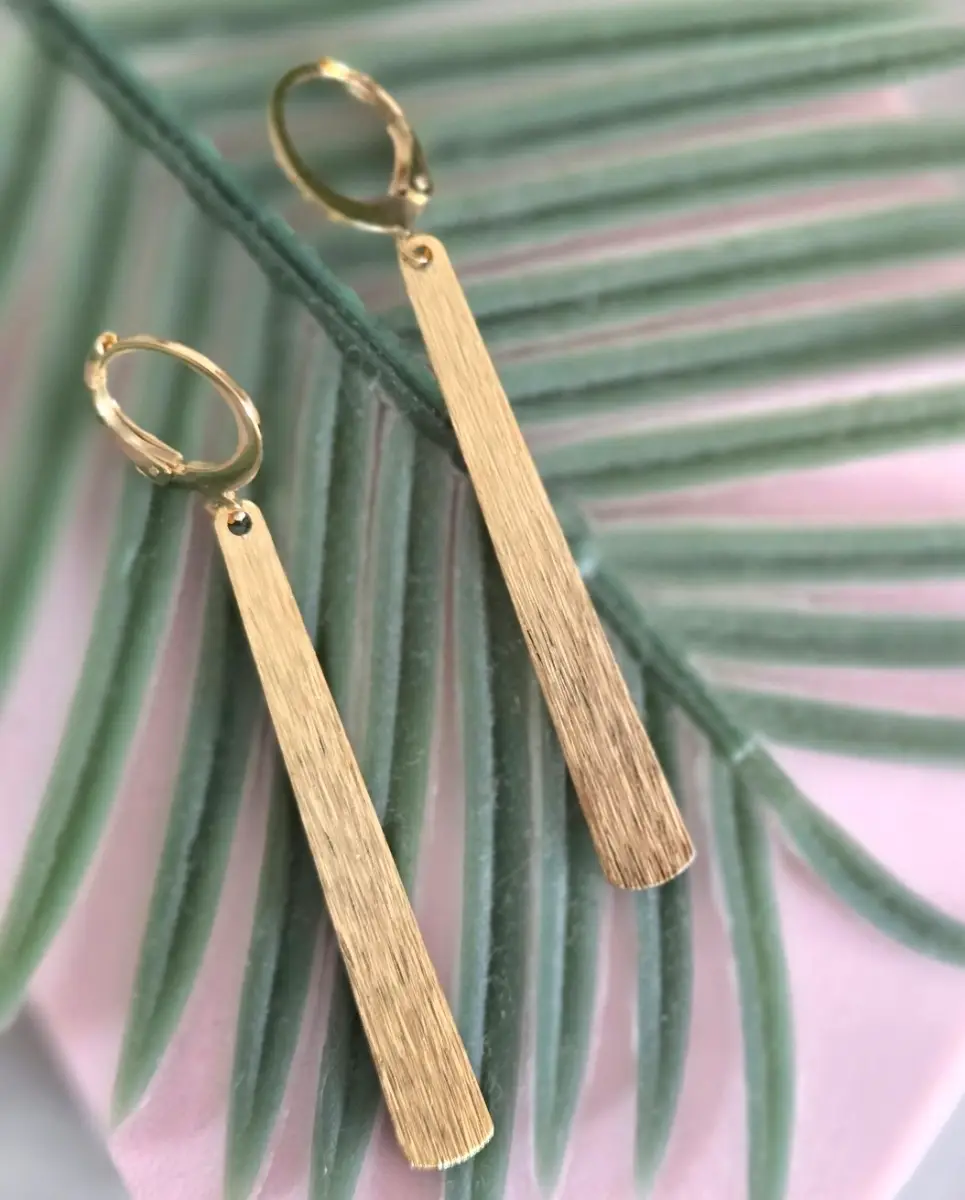 Beautiful brushed gold pendant huggie hoops
