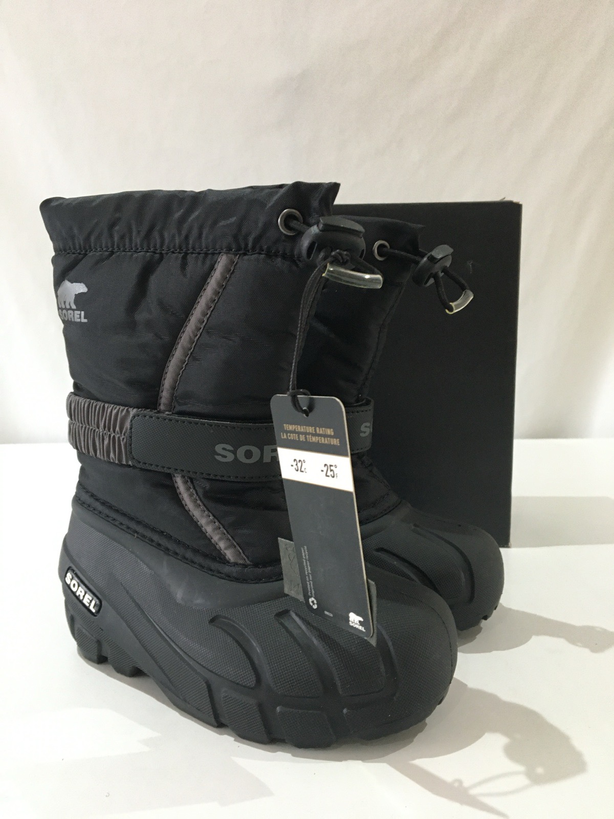 Sorel Flurry Snow Boots Kids Size 10 Eur28 Black Outdoor Active Boots