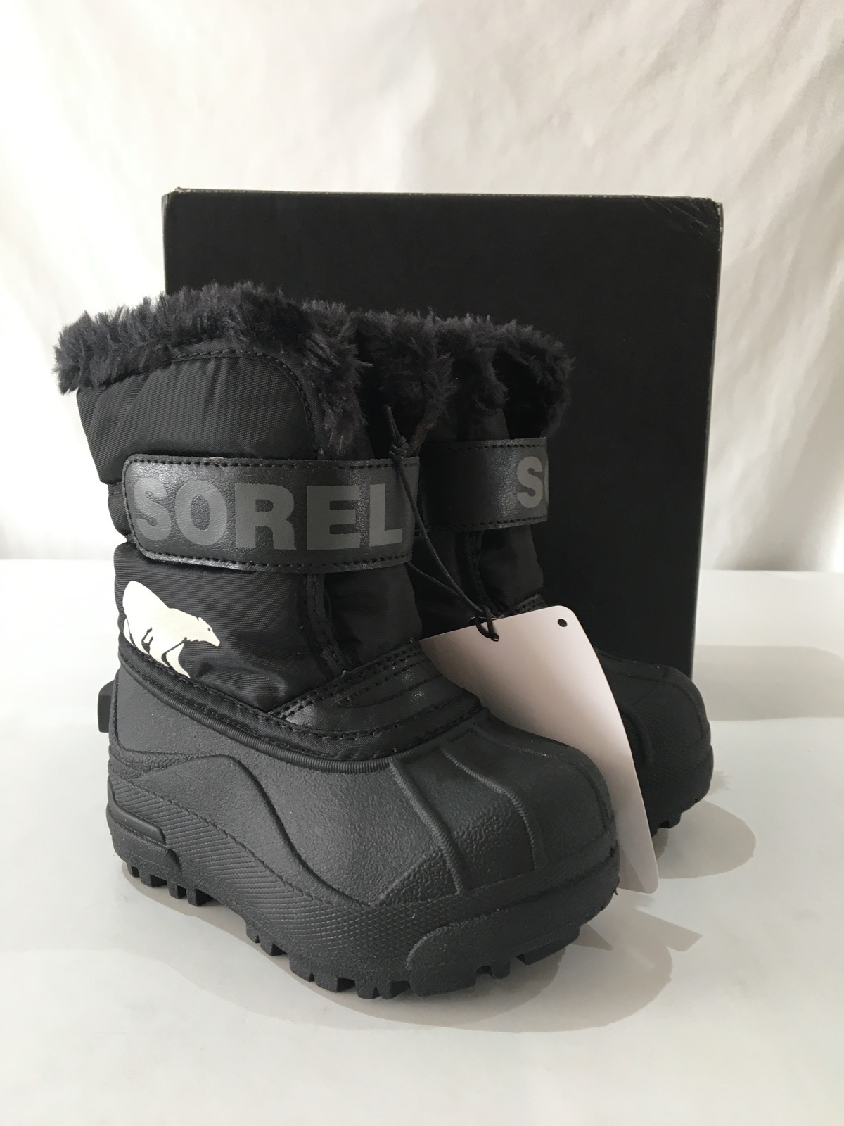 Sorel Commander Snow Boots Kids Size 6 Eur24 Black Winter Boots