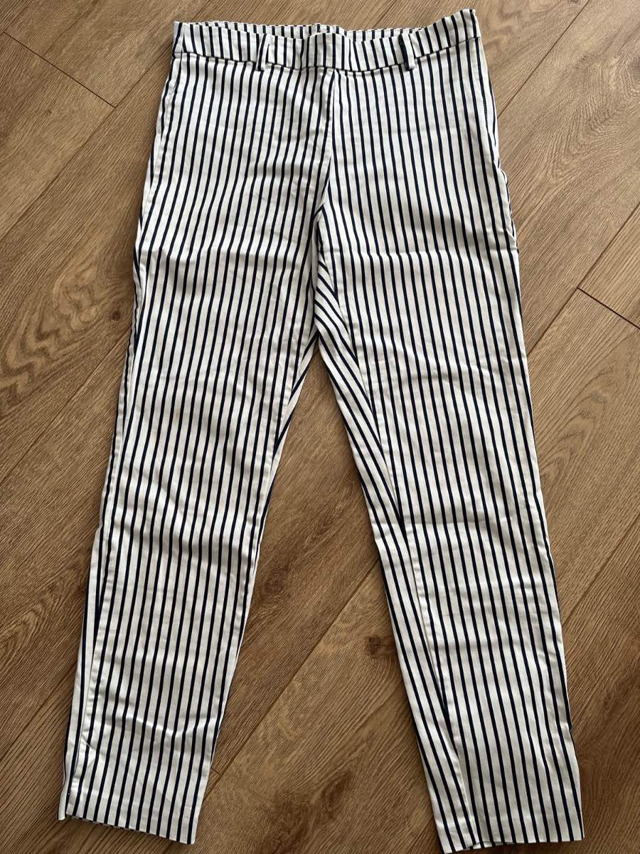 H&M Navy & White Striped Tailored Trousers - EUR 40 / UK 12