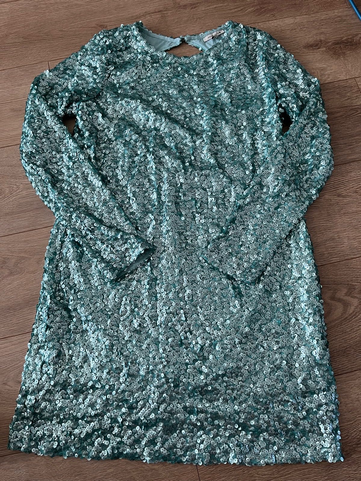 River Island Mint Green Sequin Mini Dress - Size 18