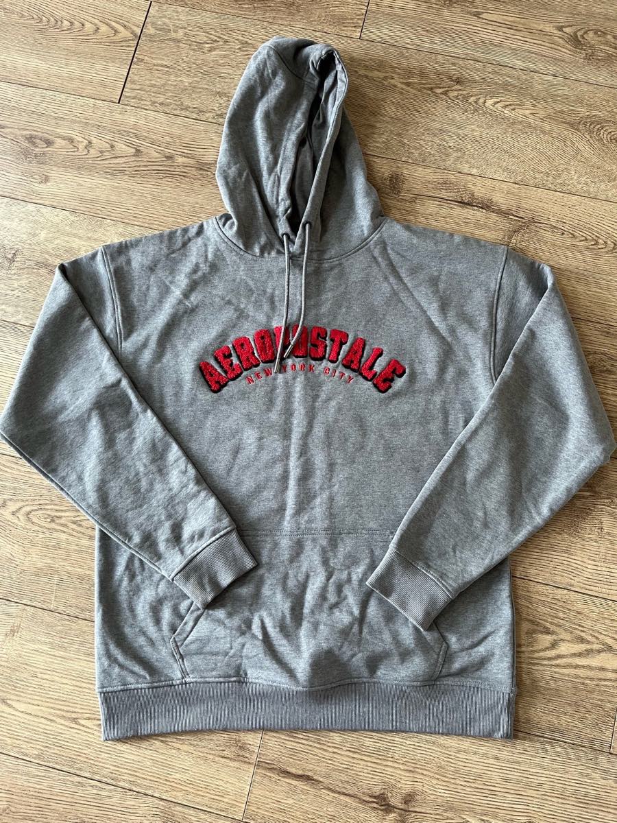 Aeropostale Grey Embroidered Logo Hoodie - Large - Very Good Condition