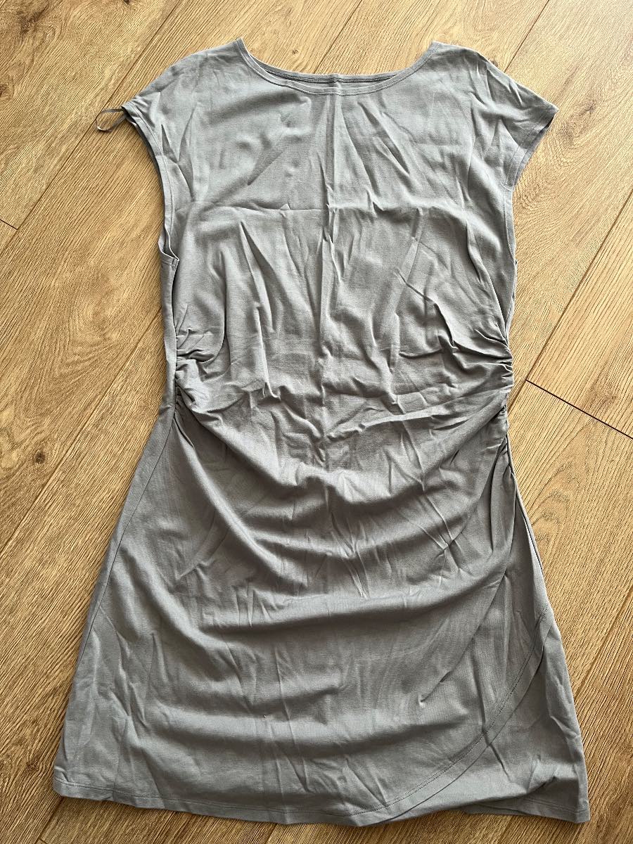 Primark Grey Ruched Side T-Shirt Mini Dress - Large