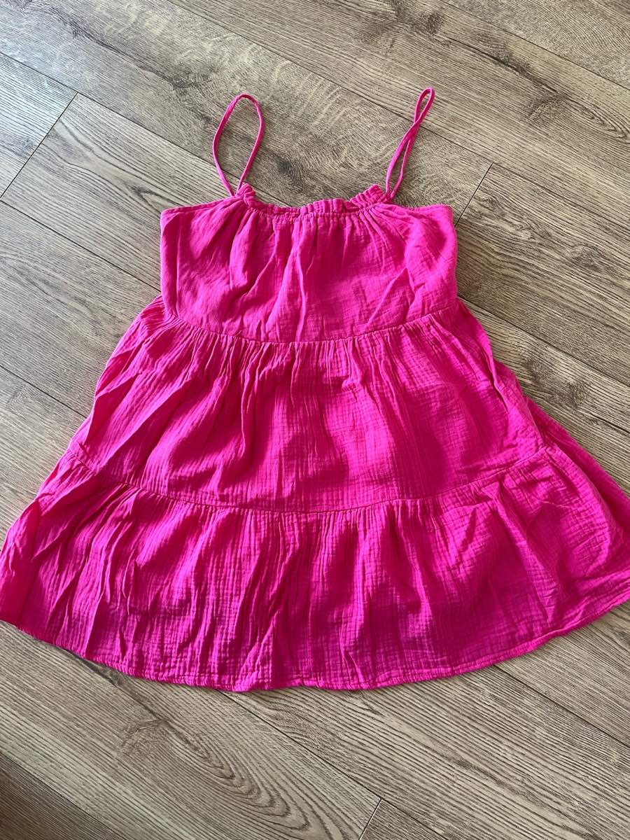 Bright Pink Tiered Cotton Gauze Cami Top - Size Large