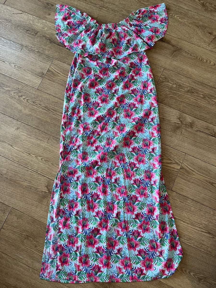 BeYou Floral Print Off-Shoulder Bardot Maxi Dress Size 8/10