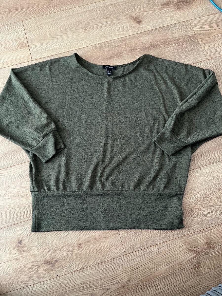 New Look Khaki Green Soft Touch Batwing Sleeve Top - Size L