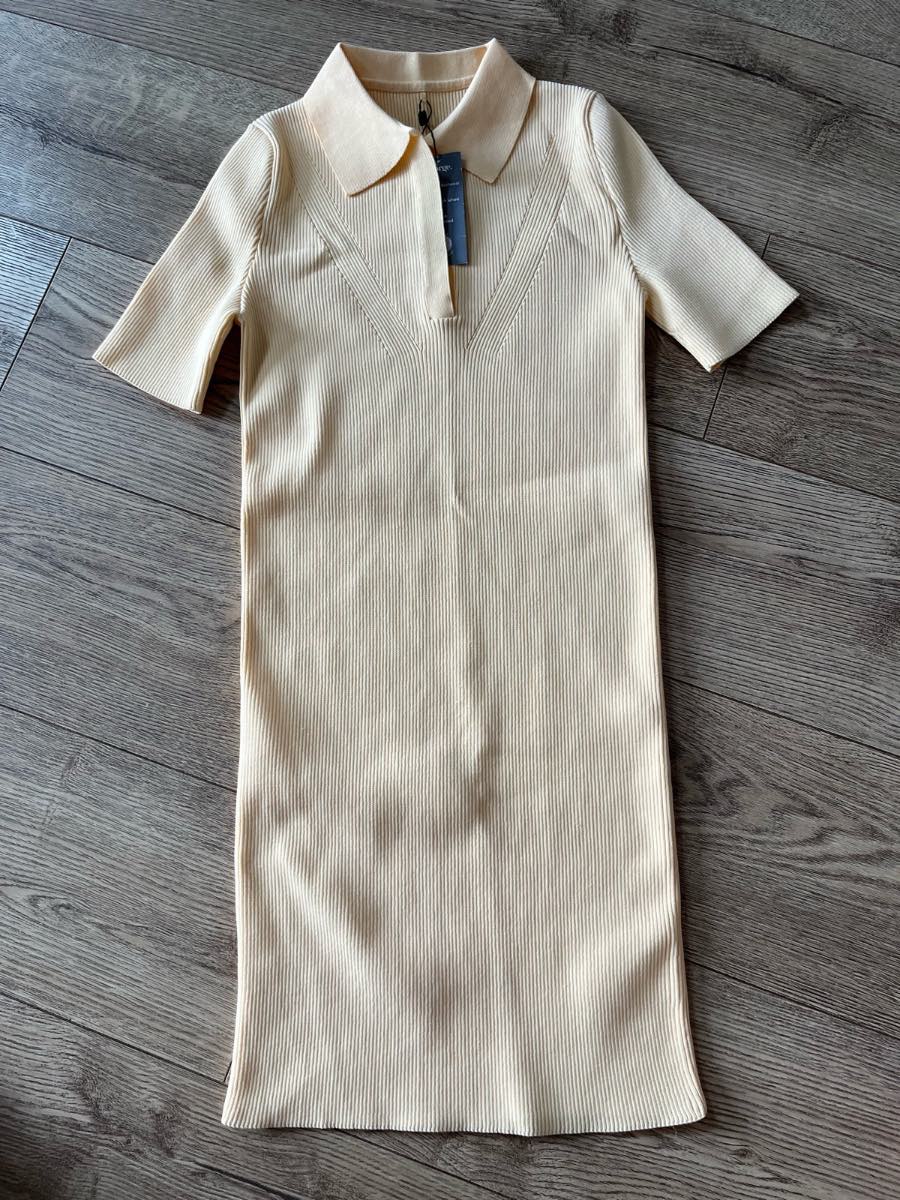 George BNWT Cream Ribbed Knit Polo Midi Dress Size Small (S 8-10)