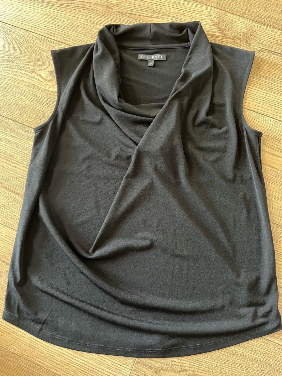 Next Petite Black Sleeveless Cowl Neck Top Size 10P