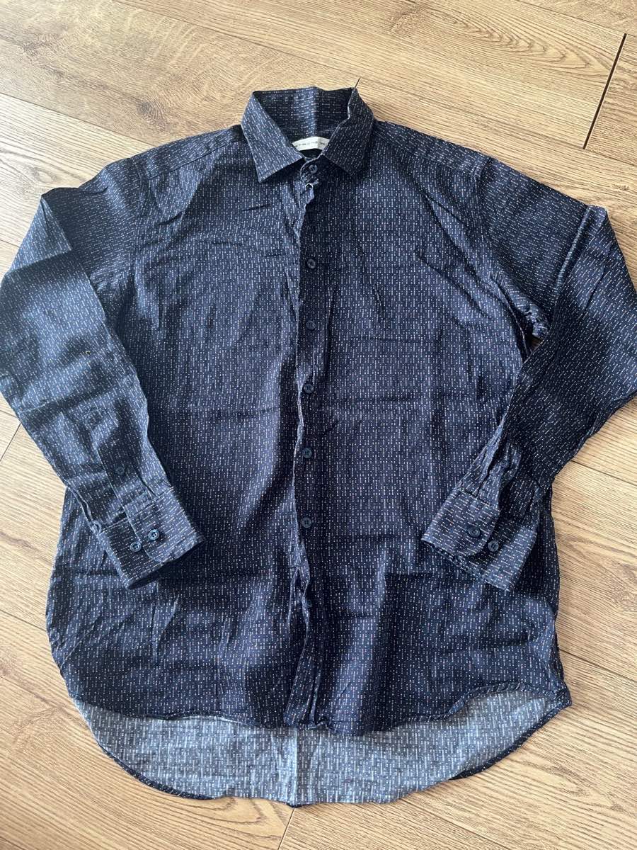 ETRO Milano Men's Micro-Print Cotton Shirt Navy Blue Size 42 (M/L)