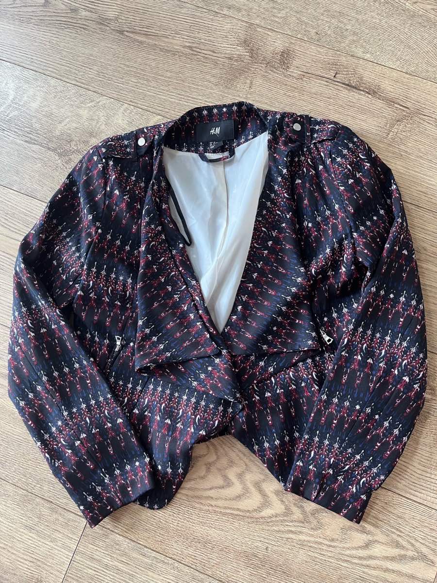 H&M Abstract Ikat Pattern Waterfall Blazer Jacket Size M (38)