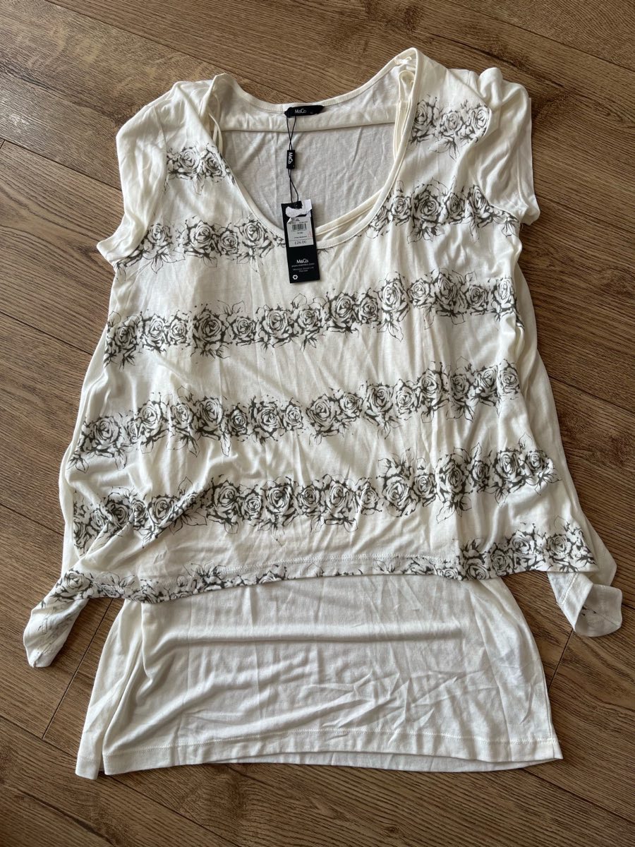 M&Co White Graphic Sketch Floral Double Layer Vest Top XL