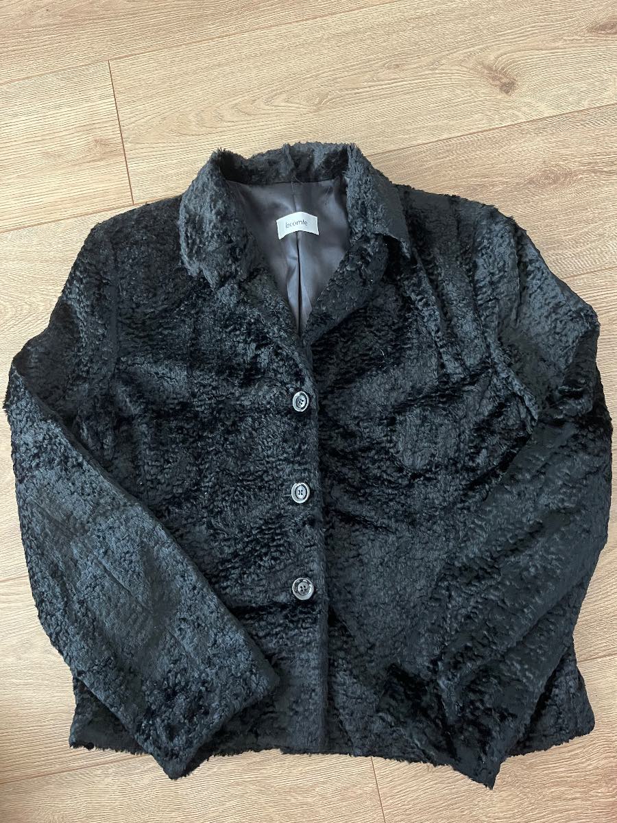 LeComte Black Faux Fur Textured Cardigan Jacket - Size 10