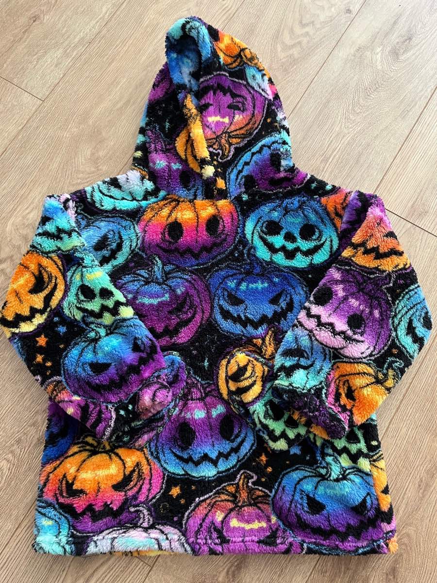 Kids Pumpkin Print Wearable Blanket Hoodie - Size 3-4 Years
