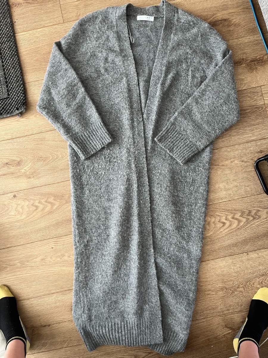 Primark Grey Longline Knit Maxi Cardigan Size M (UK 12-14)
