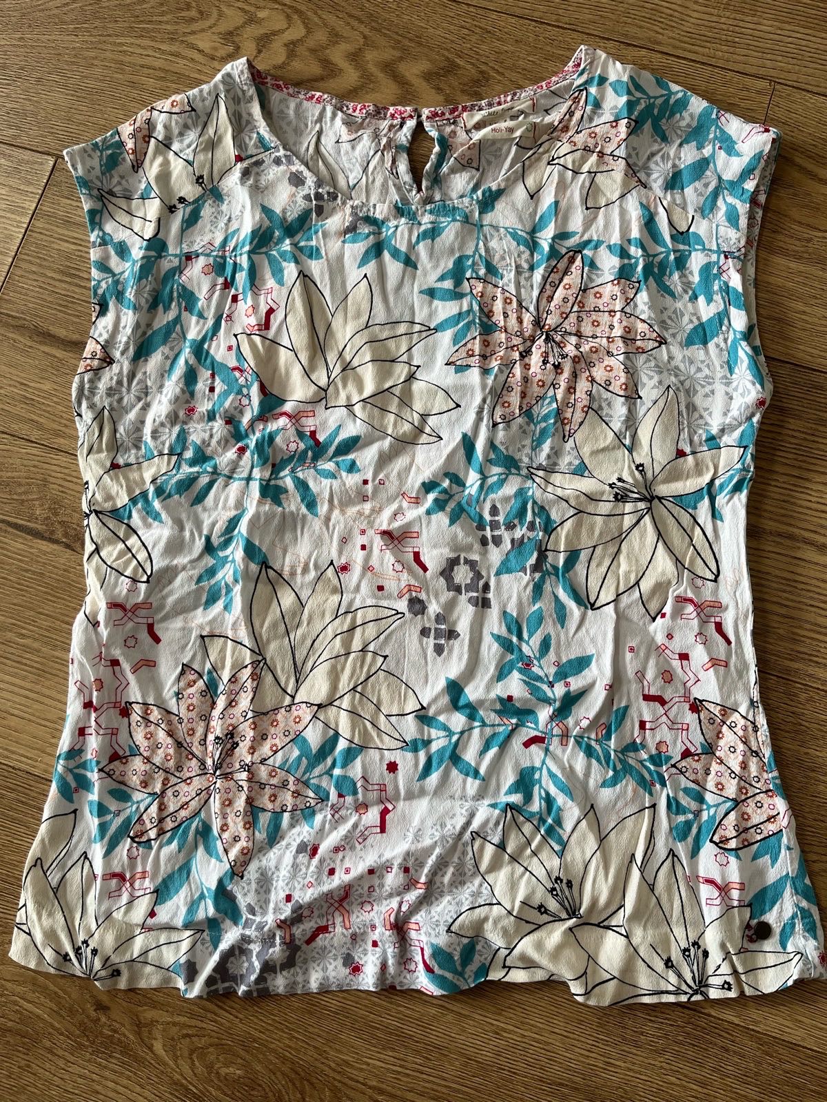 White Stuff Floral Cap Sleeve Top Size 8 Summer Blouse