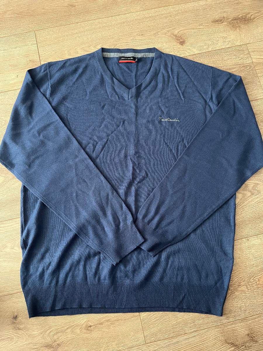 Pierre Cardin Men's Blue V-Neck Jumper - 4XL - Very Good Condition