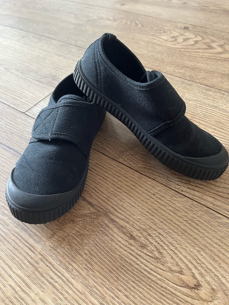 F&F Kids Black Canvas School Plimsolls PE Shoes Size 10