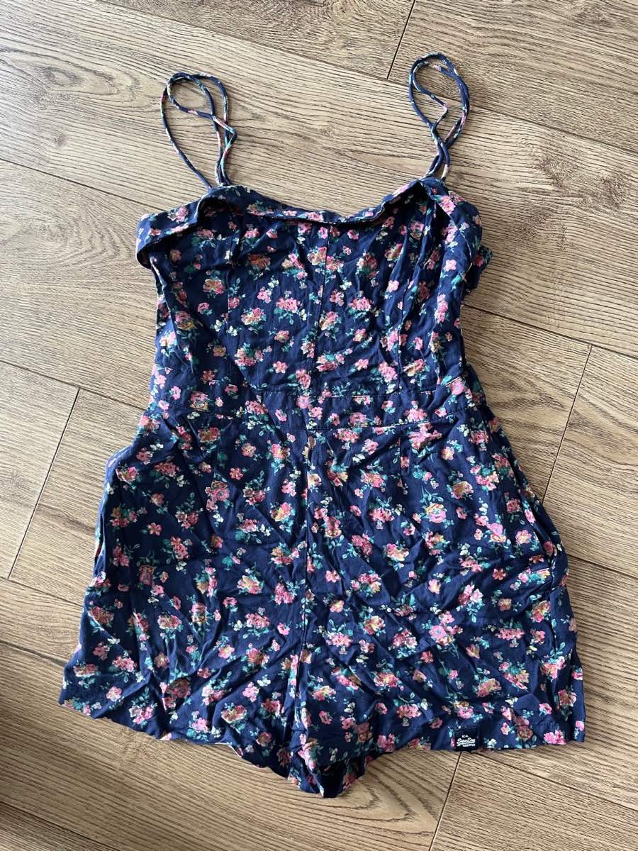 Superdry Navy Floral Holiday Playsuit Romper XS Very Good Condition