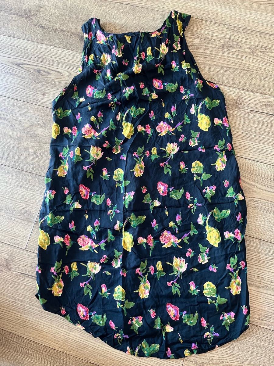 Topshop Sleeveless Black Floral Summer Shift Dress UK 10