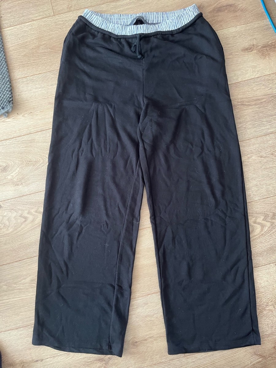 Primark Black Wide Leg Lounge Trousers Pants Medium