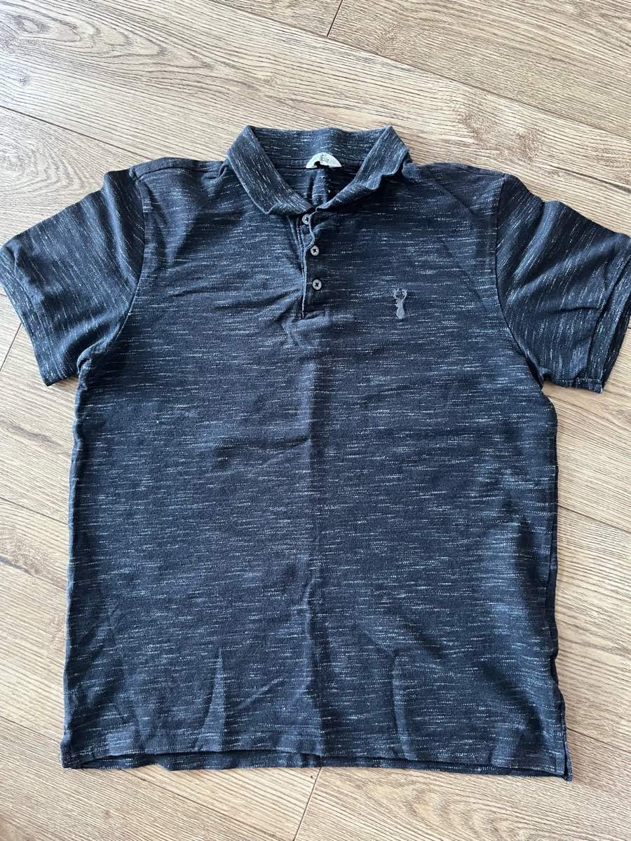 Next Men's Black Marl Polo Shirt - Small - Very Good Condition