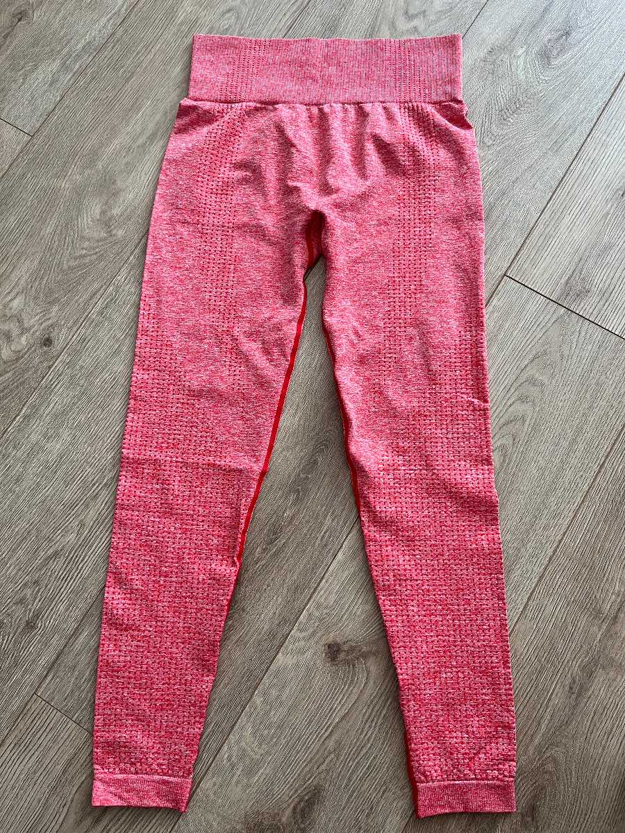 Seamless High Waisted Gym Leggings - Red Marl - Size M