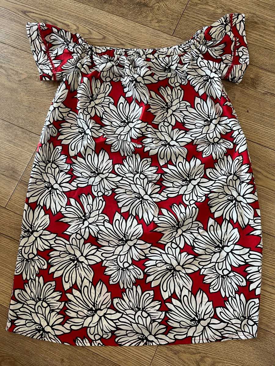 Primark Red & White Floral Off-Shoulder Dress Size 8