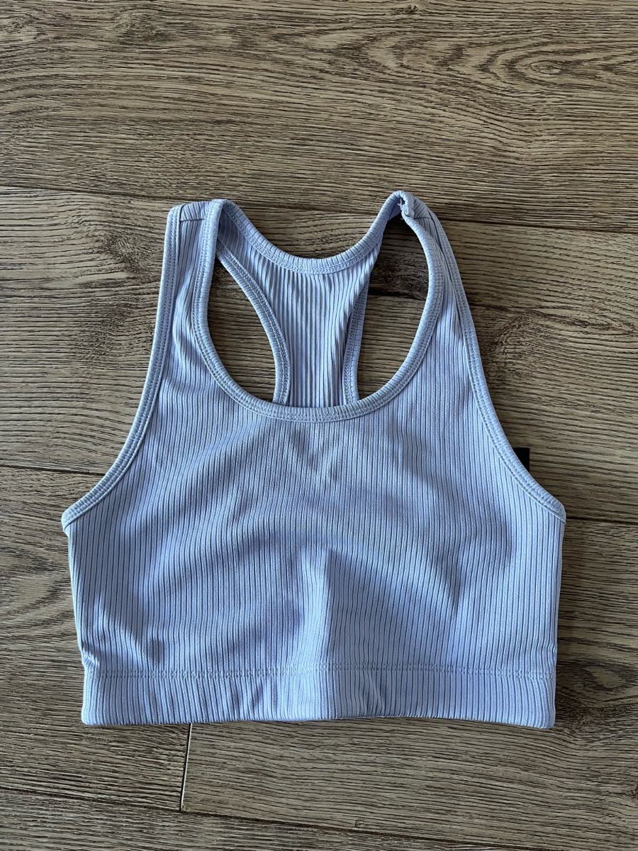 ASOS 4505 Light Blue Seamless Ribbed Gym Crop Top Size 6