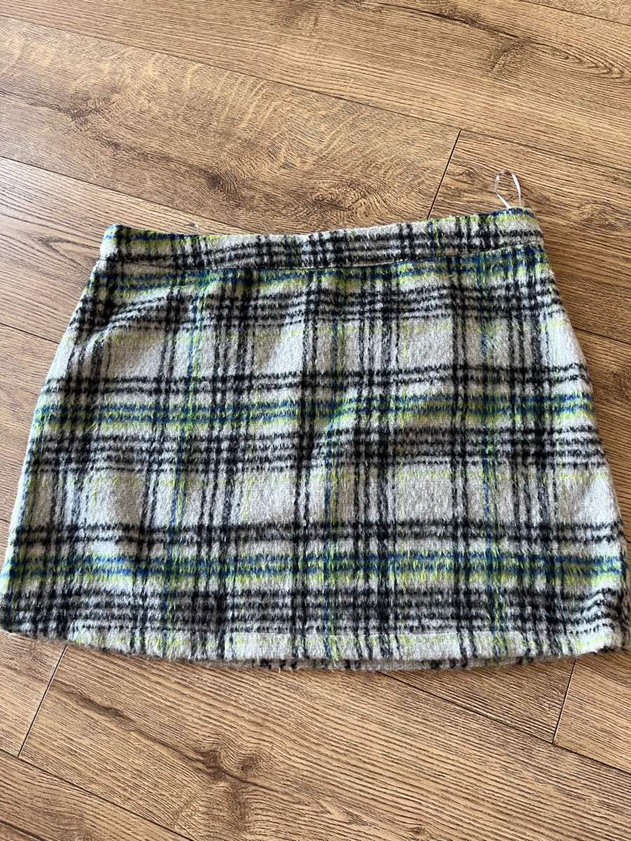 Primark Grey Checked Plaid Mini Skirt - Size 18