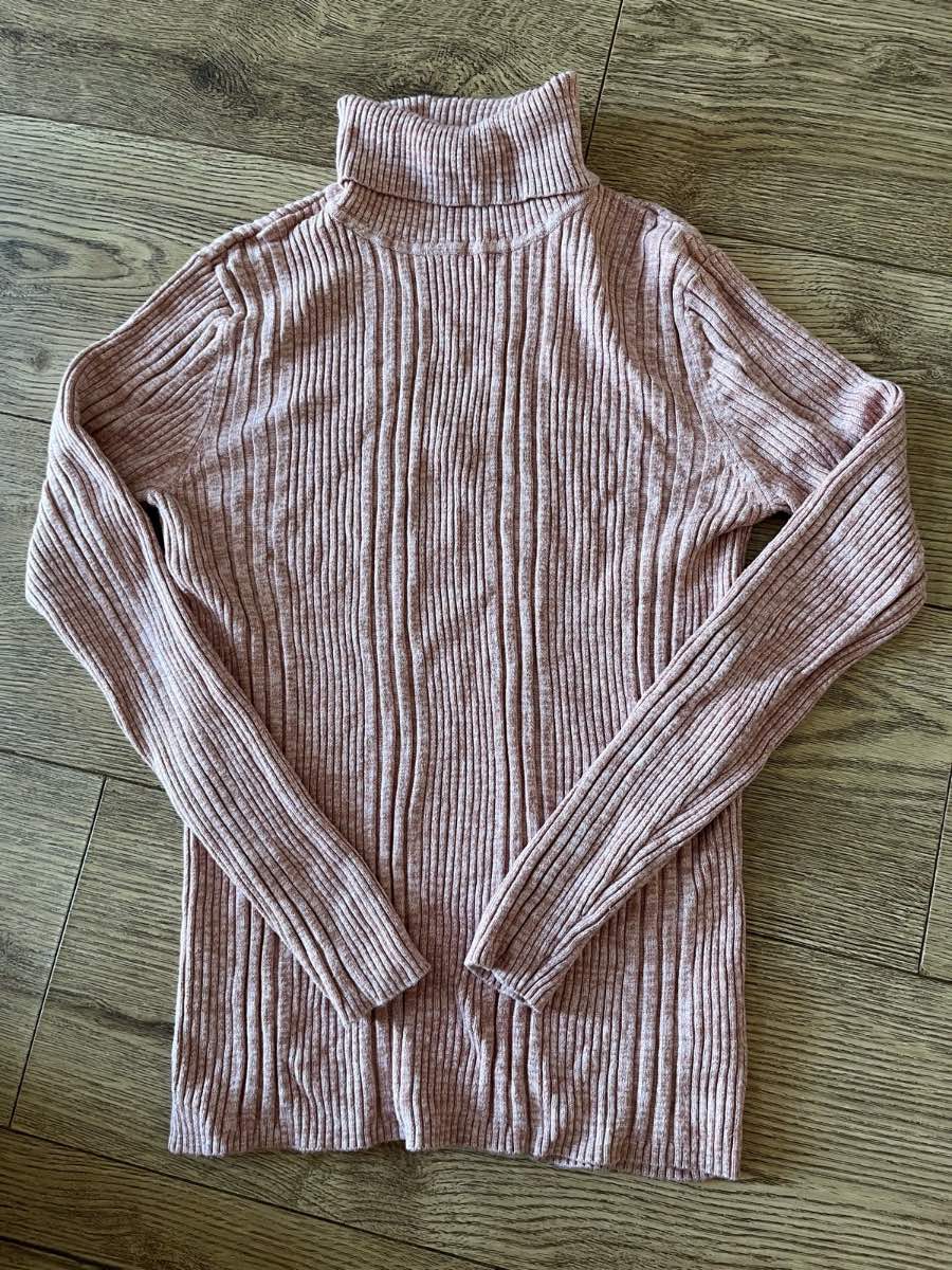 F&F Pink Ribbed Turtleneck Sweater - Size 12